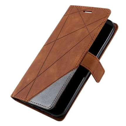 For Samsung Galaxy A06 Case Imprinted Lines PU Leather Splicing Wallet Phone Cover