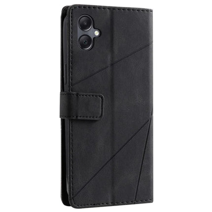 For Samsung Galaxy A06 Case Imprinted Lines PU Leather Splicing Wallet Phone Cover