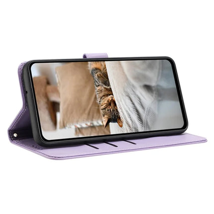 For Samsung Galaxy A34 5G Case with Strap Cats Imprint Leather Wallet Phone Cover
