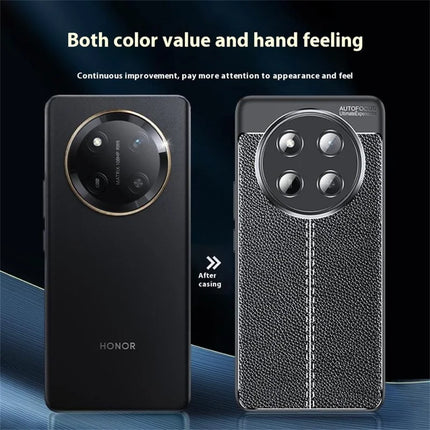 For Honor X60 Pro 5G Case Litchi Texture TPU Flexible Phone Cover, Black