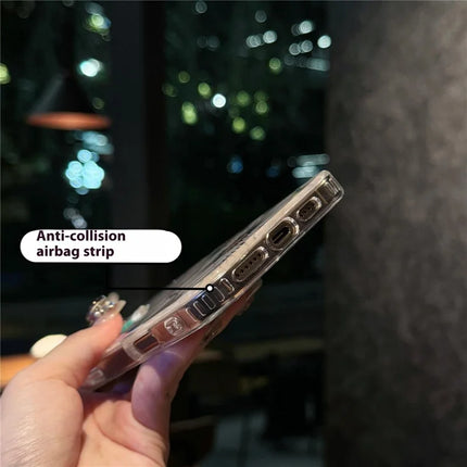 For iPhone 16 Pro Max Case Laser Flower IMD PC+TPU Clear Phone Cover