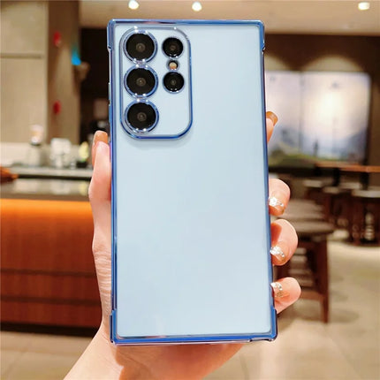 For Samsung Galaxy S23 Ultra Case Electroplated Frame TPU Soft Phone Cover - Blue