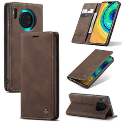 For Huawei Mate 30 4G / Huawei Mate 30 5G Case CASEME 013 Series Card Holder Stand Leather Phone Cover - Coffee