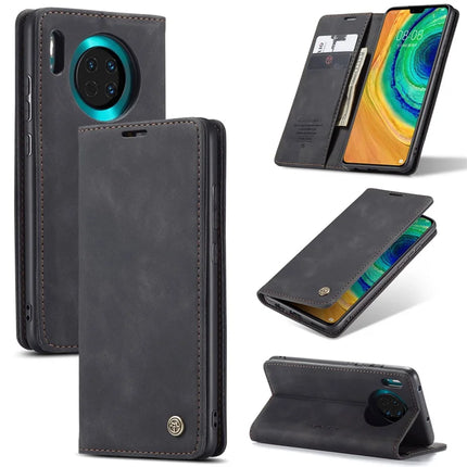 For Huawei Mate 30 4G / Huawei Mate 30 5G Case CASEME 013 Series Card Holder Stand Leather Phone Cover - Black
