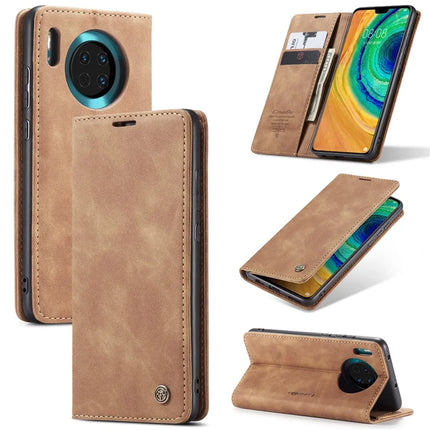 For Huawei Mate 30 4G / Huawei Mate 30 5G Case CASEME 013 Series Card Holder Stand Leather Phone Cover - Brown