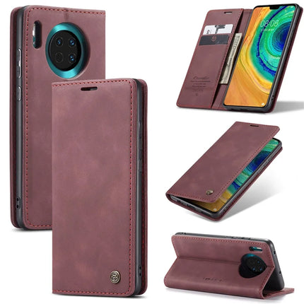 For Huawei Mate 30 4G / Huawei Mate 30 5G Case CASEME 013 Series Card Holder Stand Leather Phone Cover - Red