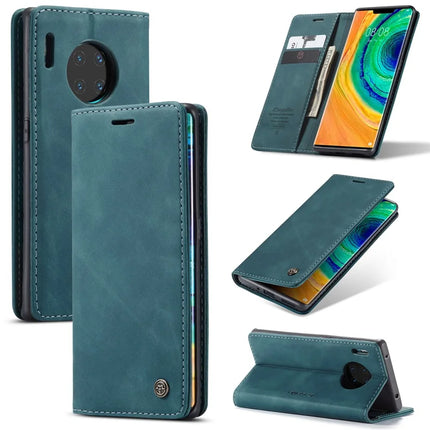 For Huawei Mate 30 Pro 5G Case CASEME 013 Series Card Holder Stand Leather Phone Cover - Blue