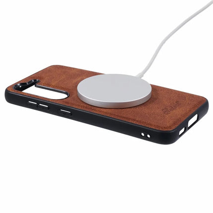 SUTENI H17 For Samsung Galaxy S23 Case Compatible with MagSafe Card Slots PU+TPU Kickstand Phone Cover