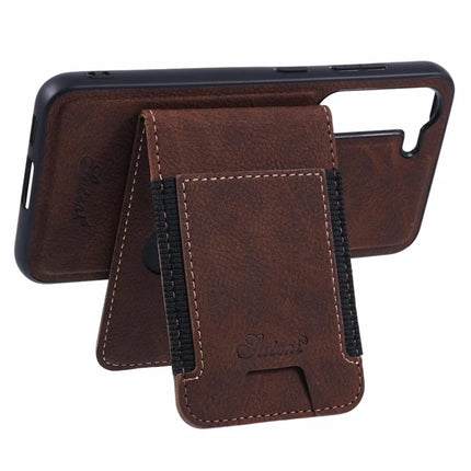 SUTENI H17 For Samsung Galaxy S23 Case Compatible with MagSafe Card Slots PU+TPU Kickstand Phone Cover