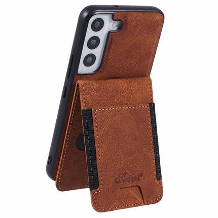 SUTENI H17 For Samsung Galaxy S22 5G Magnetic Case Card Slots Leather+TPU Kickstand Phone Cover