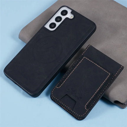 SUTENI H17 For Samsung Galaxy S22 5G Magnetic Case Card Slots Leather+TPU Kickstand Phone Cover