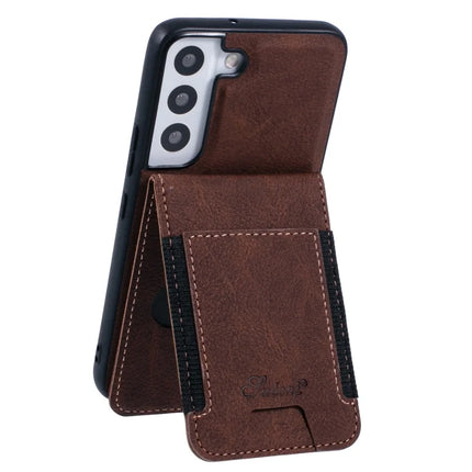 SUTENI H17 For Samsung Galaxy S22 5G Magnetic Case Card Slots Leather+TPU Kickstand Phone Cover