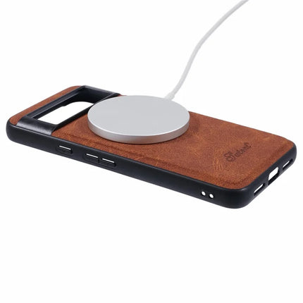 SUTENI H17 For Google Pixel 8 Case Compatible with MagSafe Card Slots PU+TPU Kickstand Phone Cover