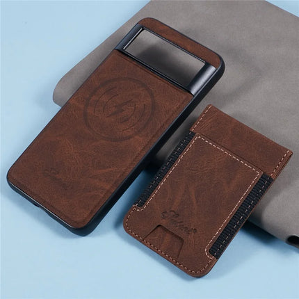 SUTENI H17 For Google Pixel 8 Case Compatible with MagSafe Card Slots PU+TPU Kickstand Phone Cover