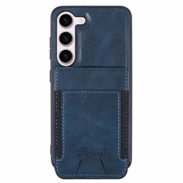 SUTENI H17 For Samsung Galaxy S23 Case Compatible with MagSafe Card Holder Kickstand Phone Cover - Blue