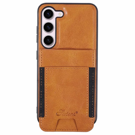 SUTENI H17 For Samsung Galaxy S23 Case Compatible with MagSafe Card Holder Kickstand Phone Cover - Khaki
