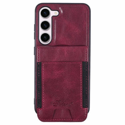 SUTENI H17 For Samsung Galaxy S23 Case Compatible with MagSafe Card Holder Kickstand Phone Cover - Red