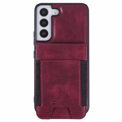 SUTENI H17 For Samsung Galaxy S22 5G Case Compatible with MagSafe Card Holder Kickstand Phone Cover - Red