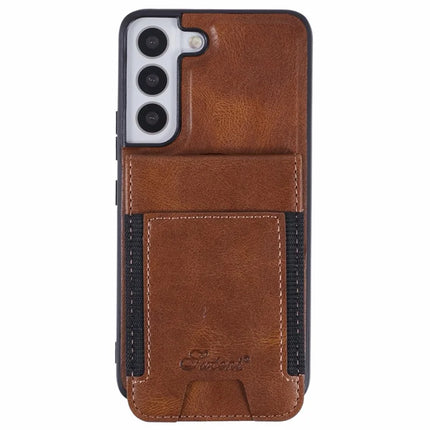 SUTENI H17 For Samsung Galaxy S22 5G Case Compatible with MagSafe Card Holder Kickstand Phone Cover - Brown