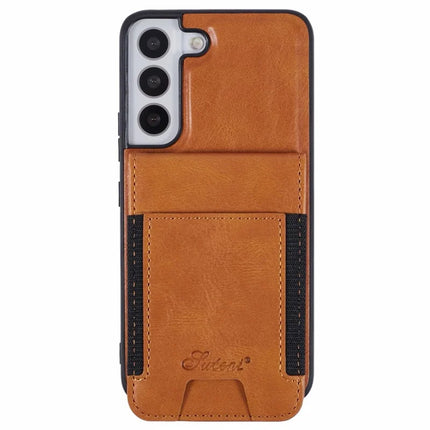 SUTENI H17 For Samsung Galaxy S22 5G Case Compatible with MagSafe Card Holder Kickstand Phone Cover - Khaki