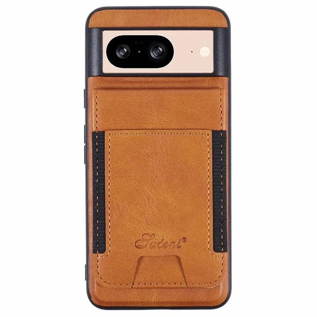 SUTENI H17 For Google Pixel 8 Case Compatible with MagSafe Card Holder Kickstand Phone Cover - Khaki