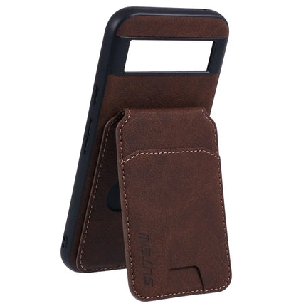 SUTENI H02 For Google Pixel 8a Case Card Slots Kickstand Litchi Texture Leather+TPU Cover