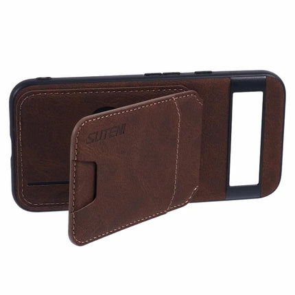 SUTENI H02 For Google Pixel 8a Case Card Slots Kickstand Litchi Texture Leather+TPU Cover