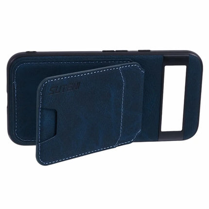 SUTENI H02 For Google Pixel 8a Case Card Slots Kickstand Litchi Texture Leather+TPU Cover