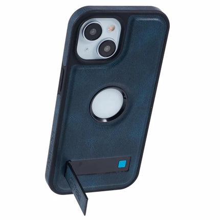 SUTENI G2 For iPhone 14 Magnetic Case Leather Phone Back Cover Waxy Texture Kickstand