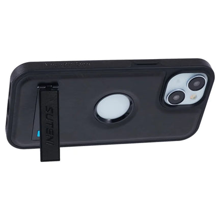 SUTENI G2 For iPhone 14 Magnetic Case Leather Phone Back Cover Waxy Texture Kickstand