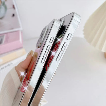 For iPhone 15 Pro Max Case IMD Silver Finish TPU+PC Rhinestones Decor Phone Cover