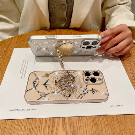 For iPhone 16 Pro Max Case Kickstand TPU+PC Rhinestones Decor Phone Cover