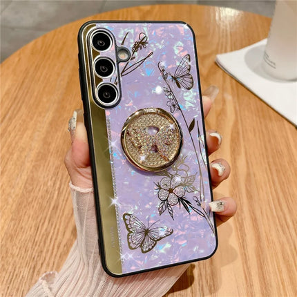 For Samsung Galaxy A54 5G Case Rhinestones Decor Kickstand TPU+PC Butterfly Floral Phone Cover