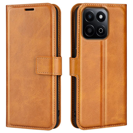 For Honor 200 Smart 5G / X7c 4G Stand Case Anti-Scratch Calf Texture Leather Phone Cover - Yellow