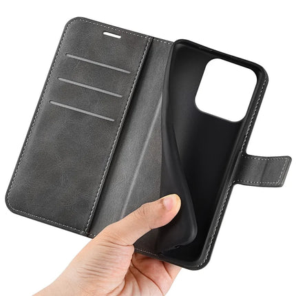 For Honor 200 Smart 5G / X7c 4G Stand Case Anti-Scratch Calf Texture Leather Phone Cover
