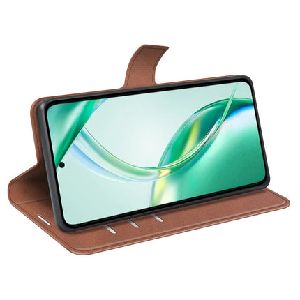 For Honor 200 Smart 5G / X7c 4G Stand Case Anti-Scratch Calf Texture Leather Phone Cover