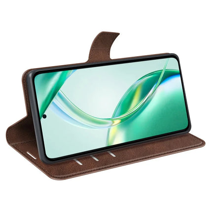 For Honor 200 Smart 5G / X7c 4G Stand Case Anti-Scratch Calf Texture Leather Phone Cover