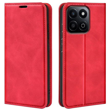 For Honor 200 Smart 5G / X7c 4G Case Skin-Touch Leather Wallet Phone Cover - Red