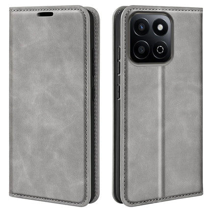 For Honor 200 Smart 5G / X7c 4G Case Skin-Touch Leather Wallet Phone Cover - Grey