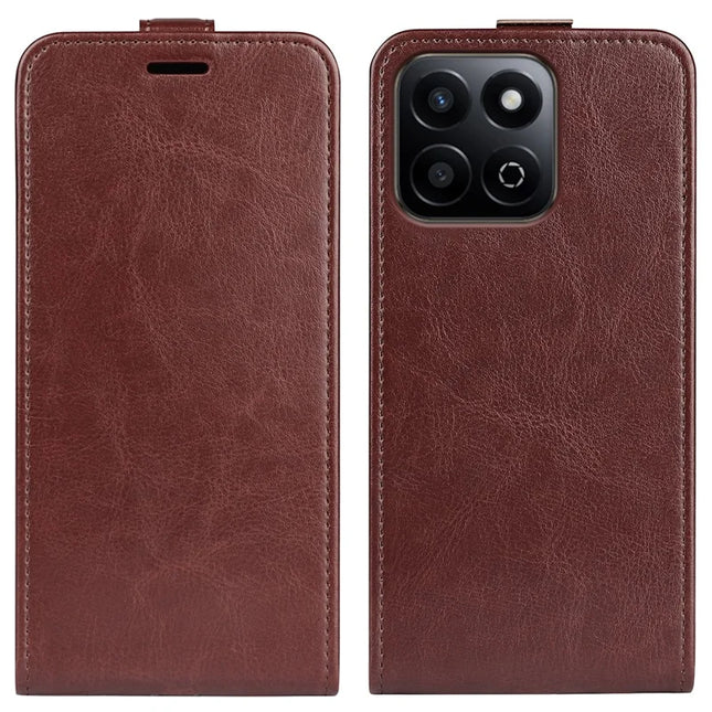 For Honor 200 Smart 5G / X7c 4G Case with Card Slots Vertical Flip Leather Phone Cover - Brown