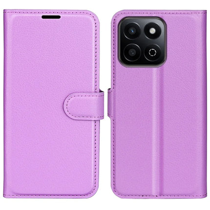 For Honor 200 Smart 5G / X7c 4G Case Litchi Texture Shockproof Leather Wallet Phone Cover - Purple