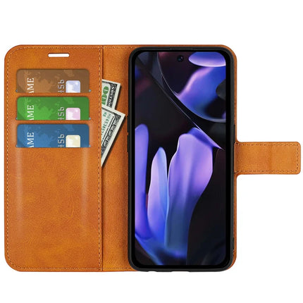 For Google Pixel 9a Stand Case Anti-Scratch Calf Texture Leather Phone Cover