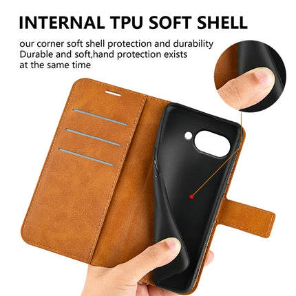 For Google Pixel 9a Stand Case Anti-Scratch Calf Texture Leather Phone Cover