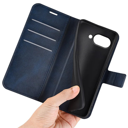 For Google Pixel 9a Stand Case Anti-Scratch Calf Texture Leather Phone Cover