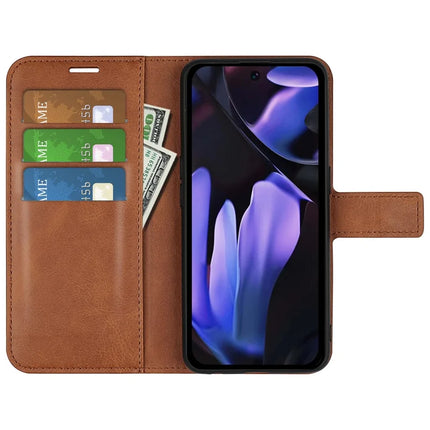 For Google Pixel 9a Stand Case Anti-Scratch Calf Texture Leather Phone Cover