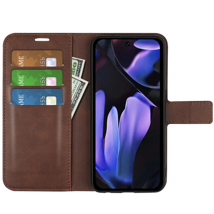 For Google Pixel 9a Stand Case Anti-Scratch Calf Texture Leather Phone Cover