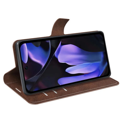 For Google Pixel 9a Stand Case Anti-Scratch Calf Texture Leather Phone Cover