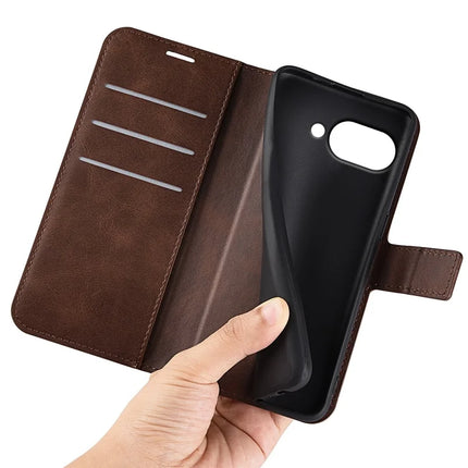 For Google Pixel 9a Stand Case Anti-Scratch Calf Texture Leather Phone Cover