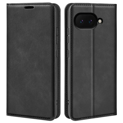 For Google Pixel 9a Case Skin-Touch Leather Wallet Phone Cover - Black