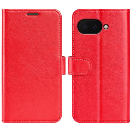 For Google Pixel 9a Wallet Case Crazy Horse Texture Stand Leather Phone Cover - Red